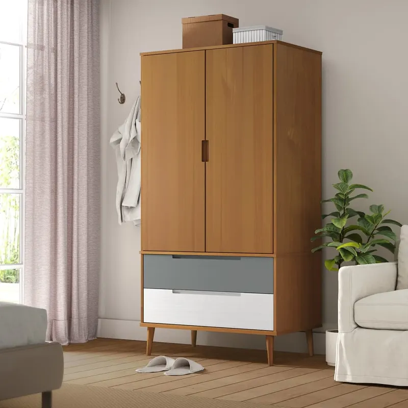 sifonier molde, maro, 90x55x175 cm, lemn masiv de pin