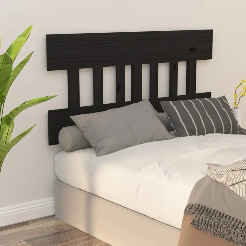 tablie de pat, negru, 183,5x3x81 cm, lemn masiv de pin