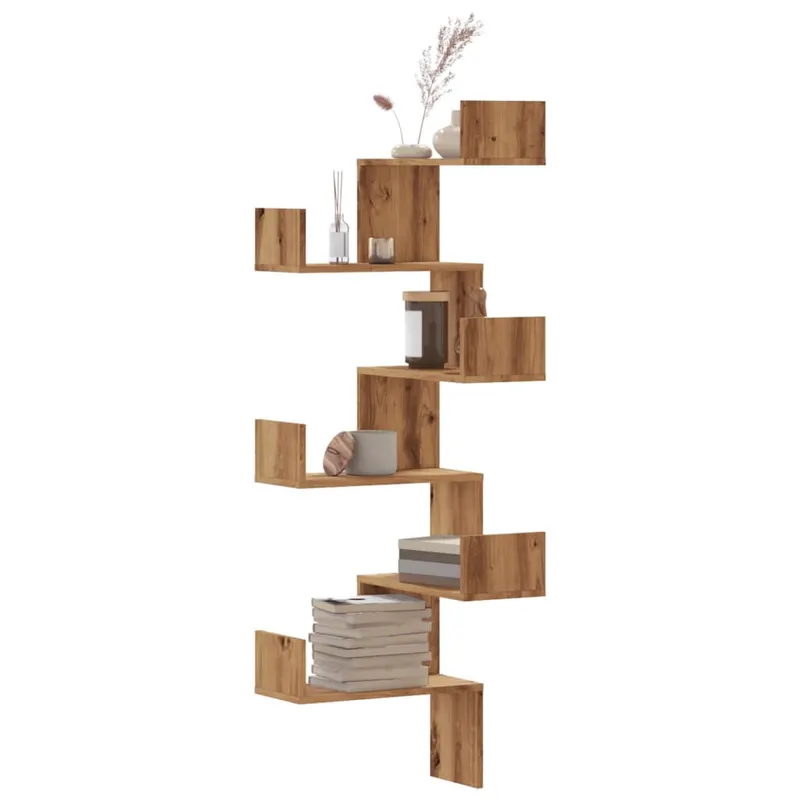 raft coltar perete stejar artizanal 45x45x147 cm lemn prelucrat