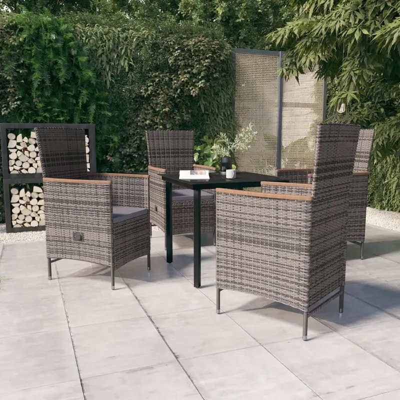 set mobilier pentru gradina, cu perne, 5 piese, gri