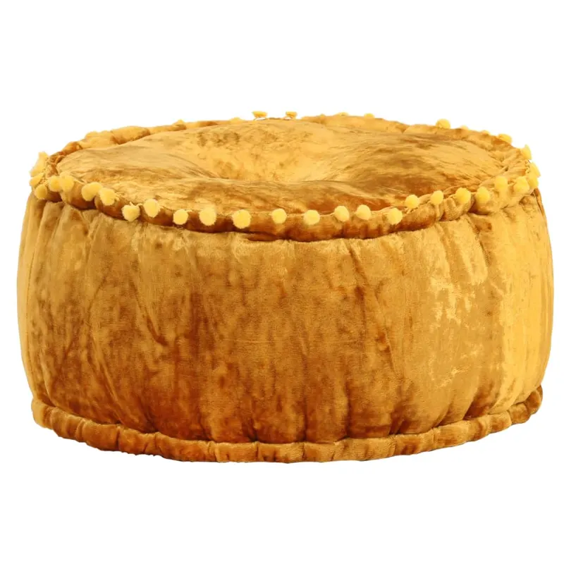 fotoliu puf rotund, mustar, 40 x 20 cm, catifea