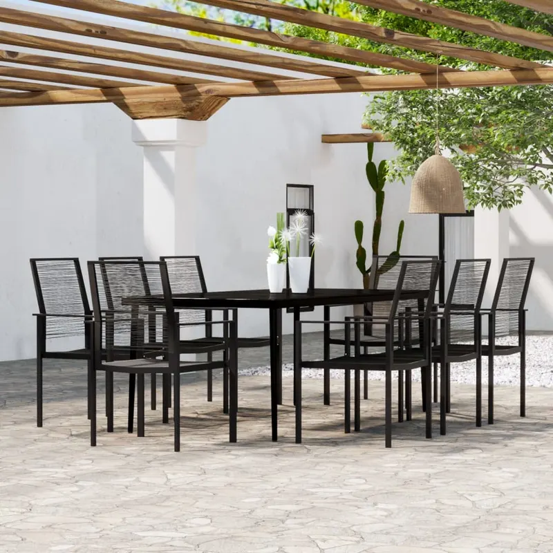 set mobilier de gradina, 9 piese, negru