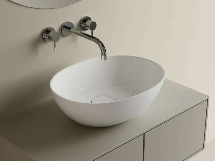 Lavoar pe blat, din compozit lucios, oval 47x36 cm, Selene
