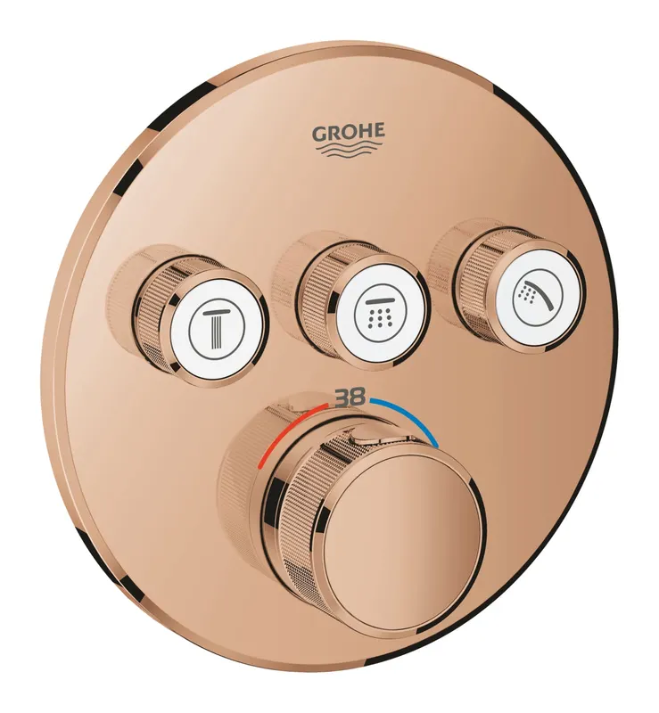 Unitate control Grohe 29121DA0, Grohtherm Smartcontrol, 1 2 , 3 iesiri, termostat, necesita set fixare, lucios, cupru