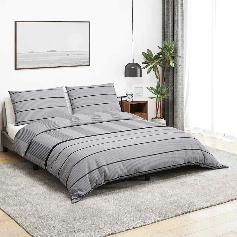 Set cu husa de pilota, gri deschis, 155x220 cm, bumbac