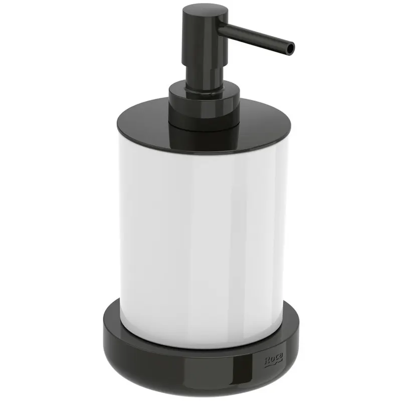 Dozator sapun Roca A817026CN0, Tempo, tip instalare pe blat, volum ml 300, numar orificii instalare 2, negru