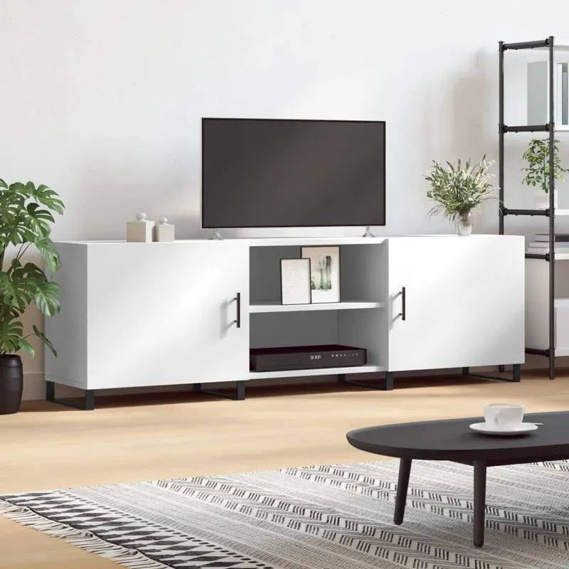 comoda tv, alb, 150x30x50 cm, lemn compozit