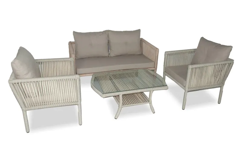 Set De Lounge De Grădină Shangai 38, Crem, 61X62X62 Cm - Crem