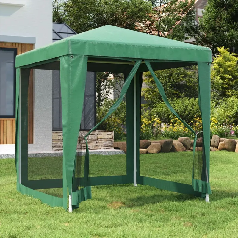 cort de petrecere cu 4 pereti din plasa, verde, 2x2 m, hdpe