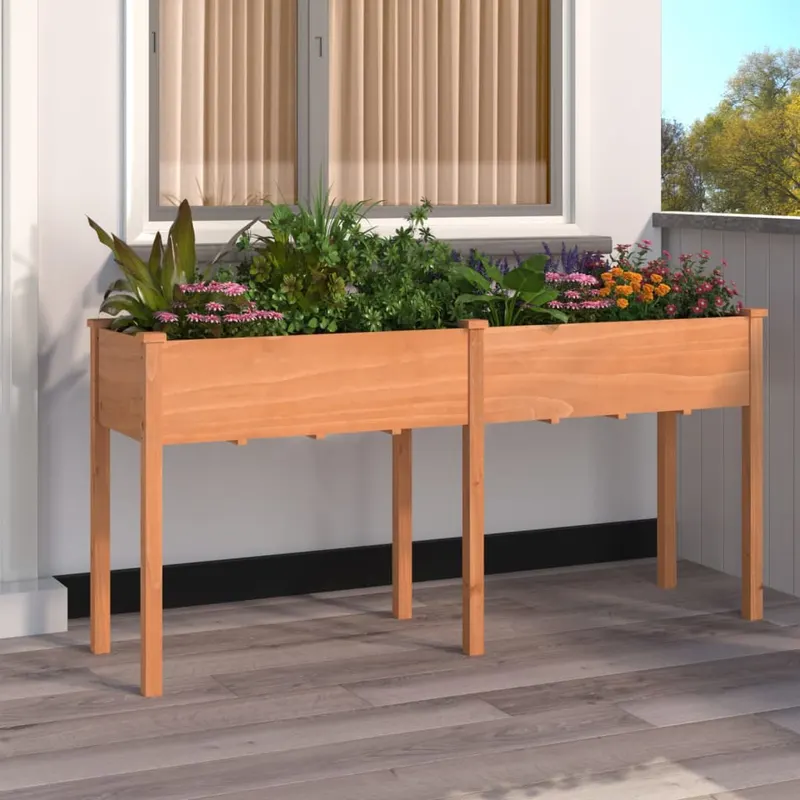 jardiniera cu captuseala, maro, 161x45x76 cm, lemn masiv brad