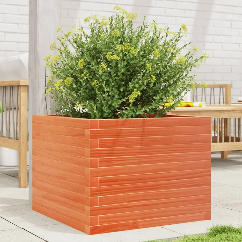 jardiniera gradina, maro ceruit, 60x60x45,5 cm, lemn masiv pin