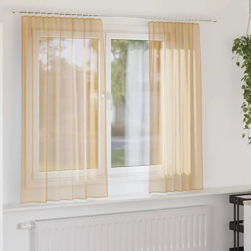 perdele voile cu bucle 2 buc nisip 140x175 cm