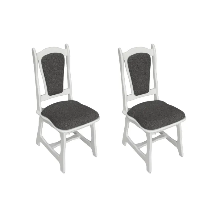 Set 2 scaune IZA, cadru alb + stofa gri, 45x45x95 cm