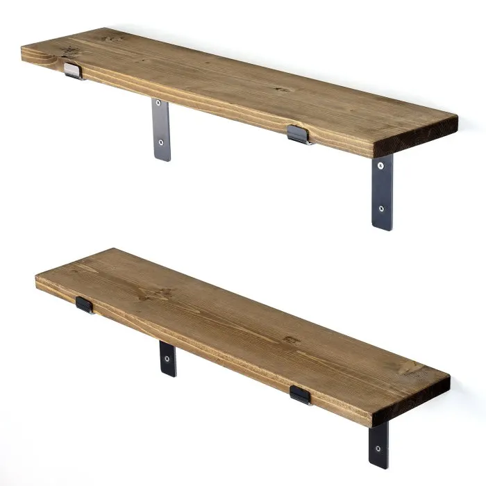 Raft suspendat LAM006, negru + nuc, 60x14x16 cm