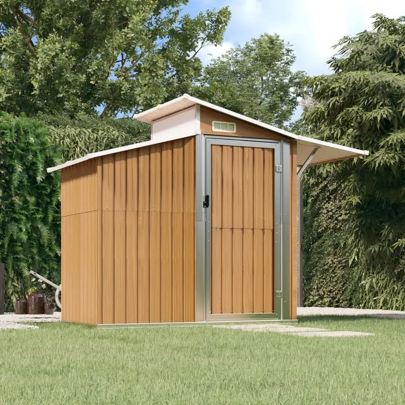 sopron de gradina, maro, 270x130x208,5 cm, otel galvanizat