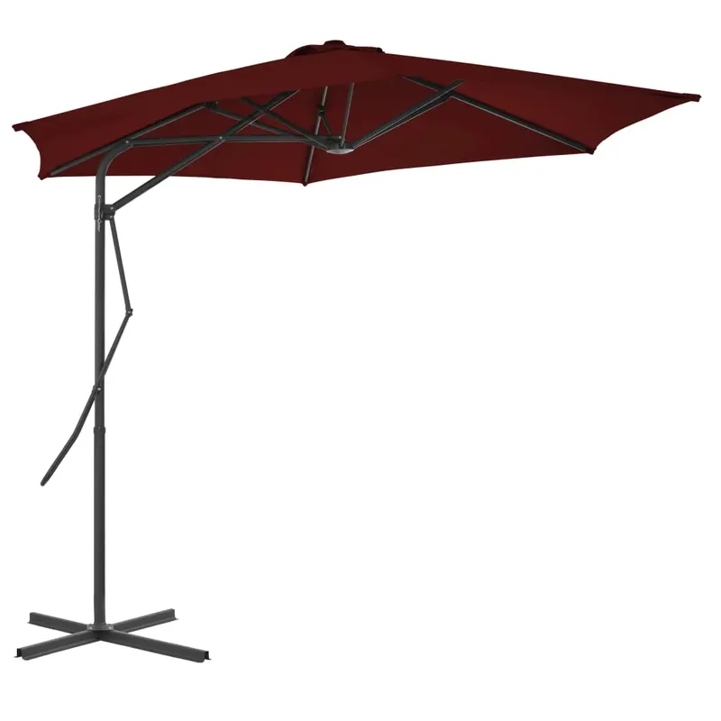 umbrela de exterior cu stalp din otel, bordo, 300x230 cm