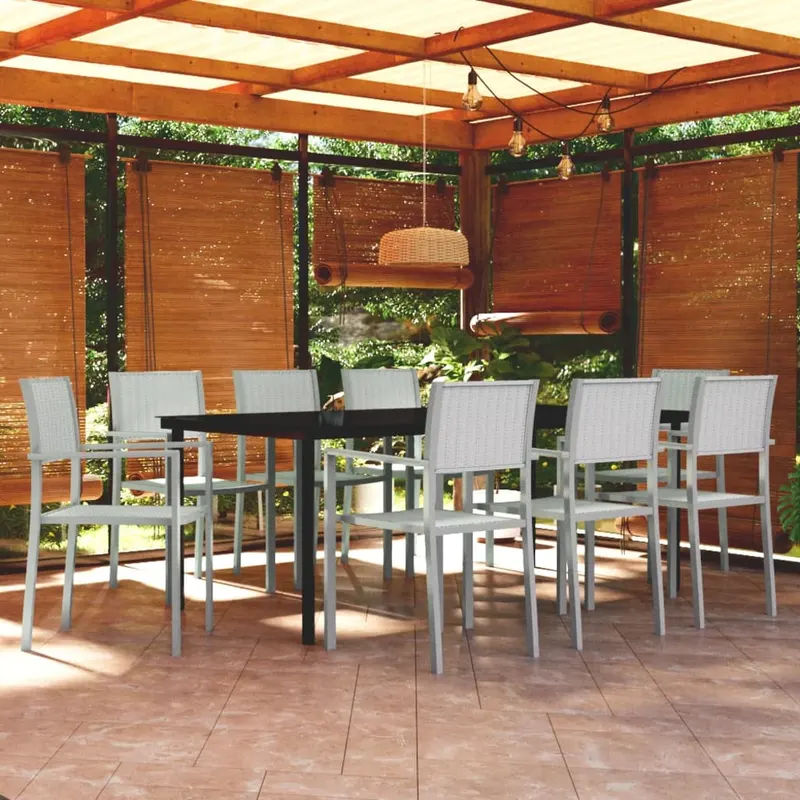 set mobilier pentru gradina, alb, 9 piese