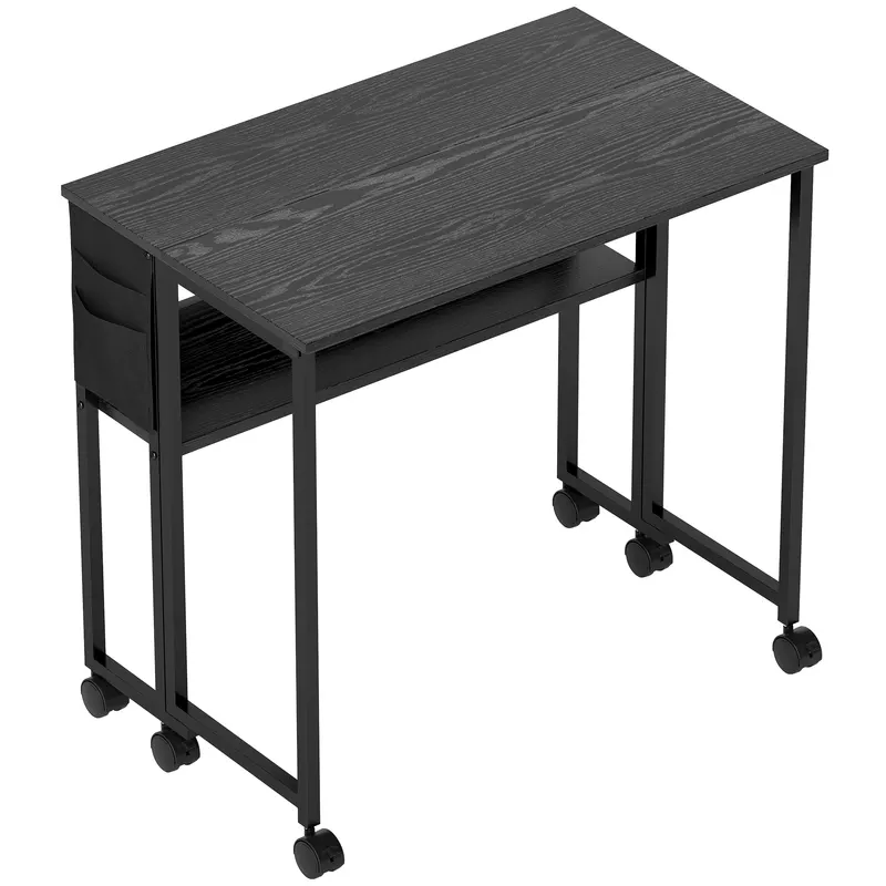 HOMCOM Birou Pliant 80cm Depozitare Negru