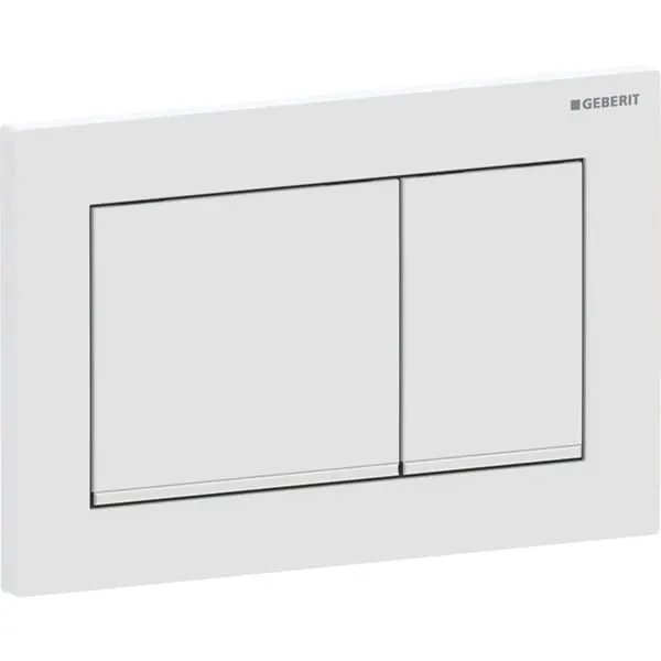 Clapeta actionare dubla rezervor wc alb mat cu banda de design de culoare crom lucios Geberit Omega20