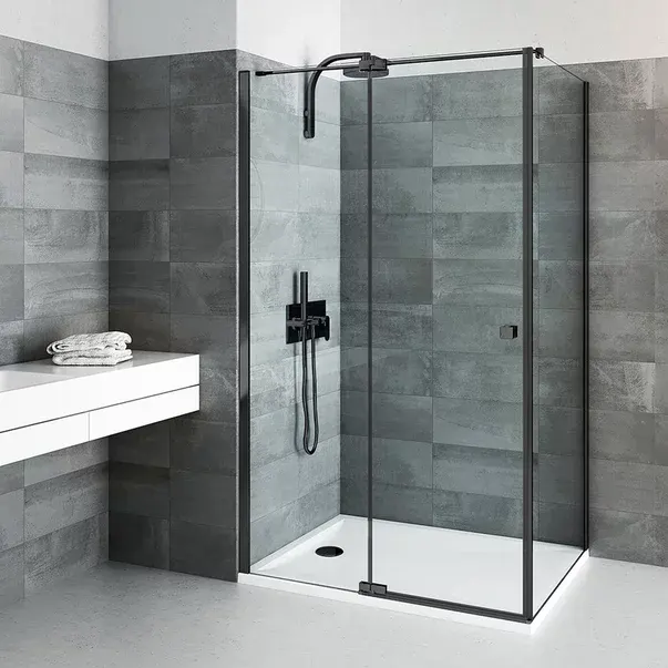 Usa de nisa batanta Roth Elegant Neo Line 100 cm sticla 8 mm negru