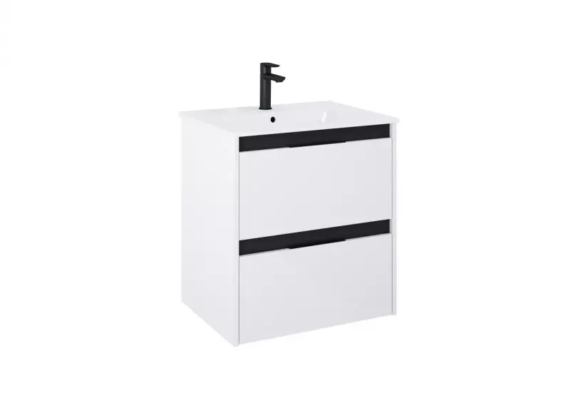 Dulap cu lavoar Roca Alpine, suspendat, 60 x 46 x 56 cm, sertar, lucios, alb/negru, A852012606