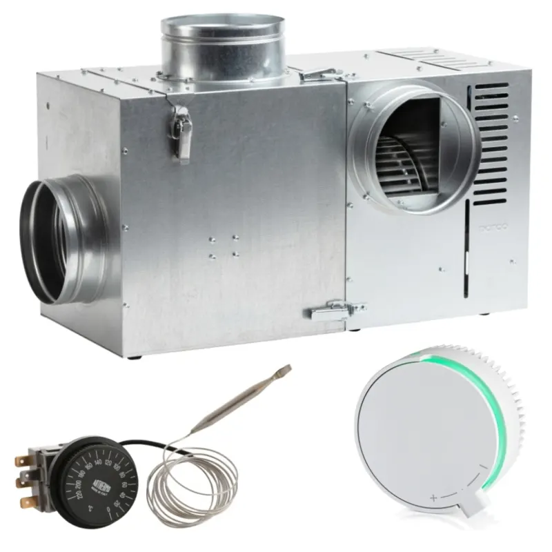 Set Ventilator semineu profesional 570 bypass - GEN II +Regulator electronic Alb Rotund+ Termostat