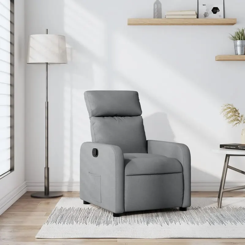 fotoliu rabatabil, gri deschis, material textil