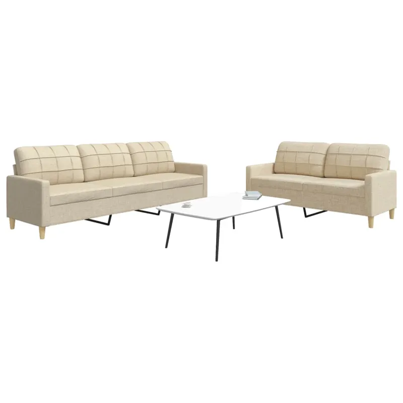 set de canapele, 2 piese, crem, material textil