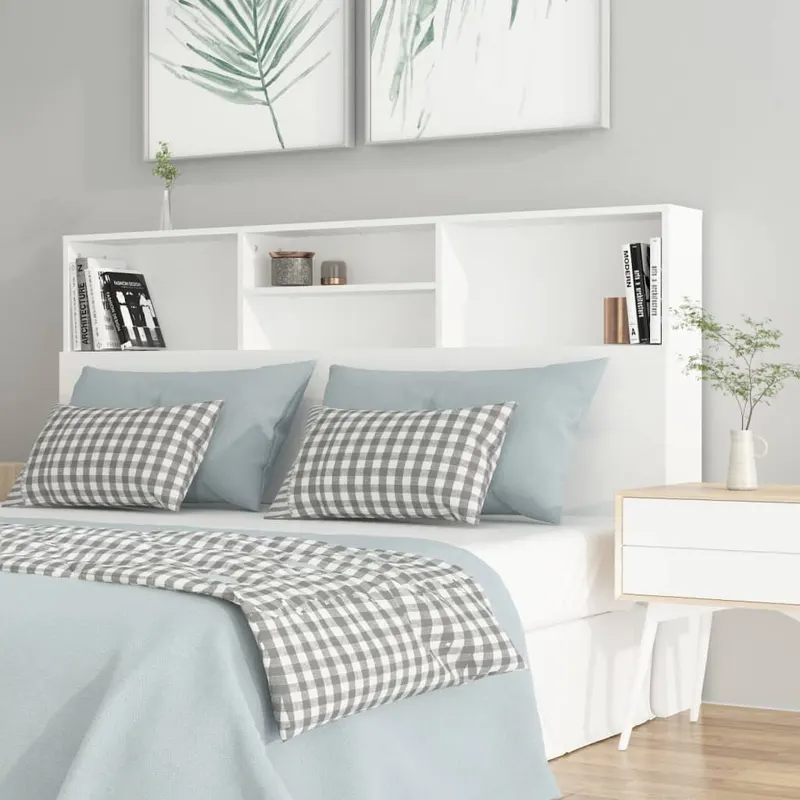 tablie de pat cu dulap, alb, 160x19x103,5 cm