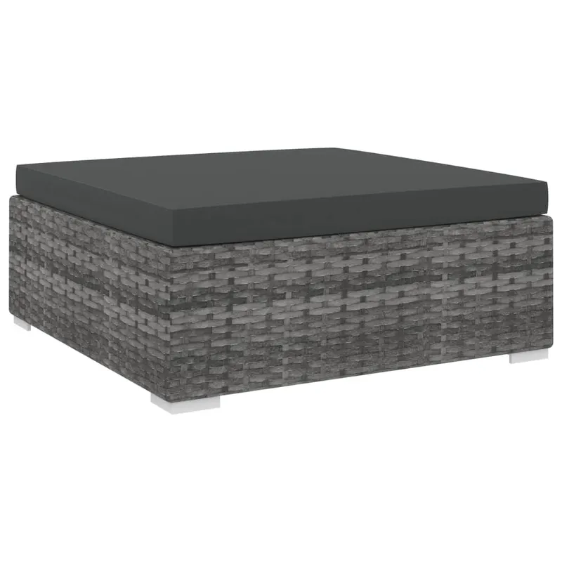 taburet modular, 1 buc., gri, poliratan, cu perna