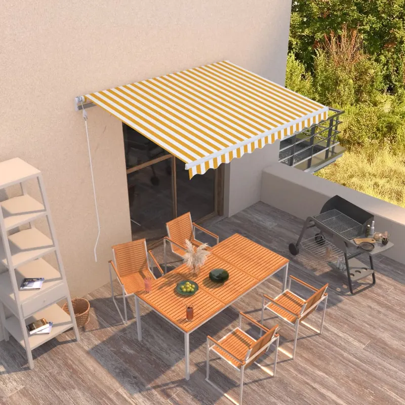 copertina retractabila automat, galben si alb, 300x250 cm