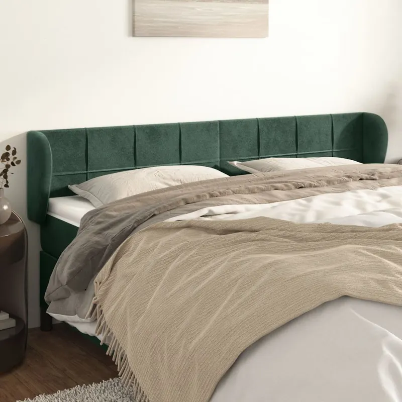 tablie de pat cu aripioare verde inchis 203x23x78/88 cm catifea