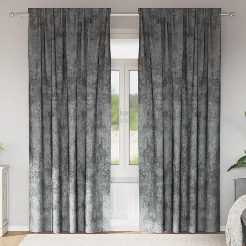 Draperii 2 piese buzunare bagheta gri 260x140 cm