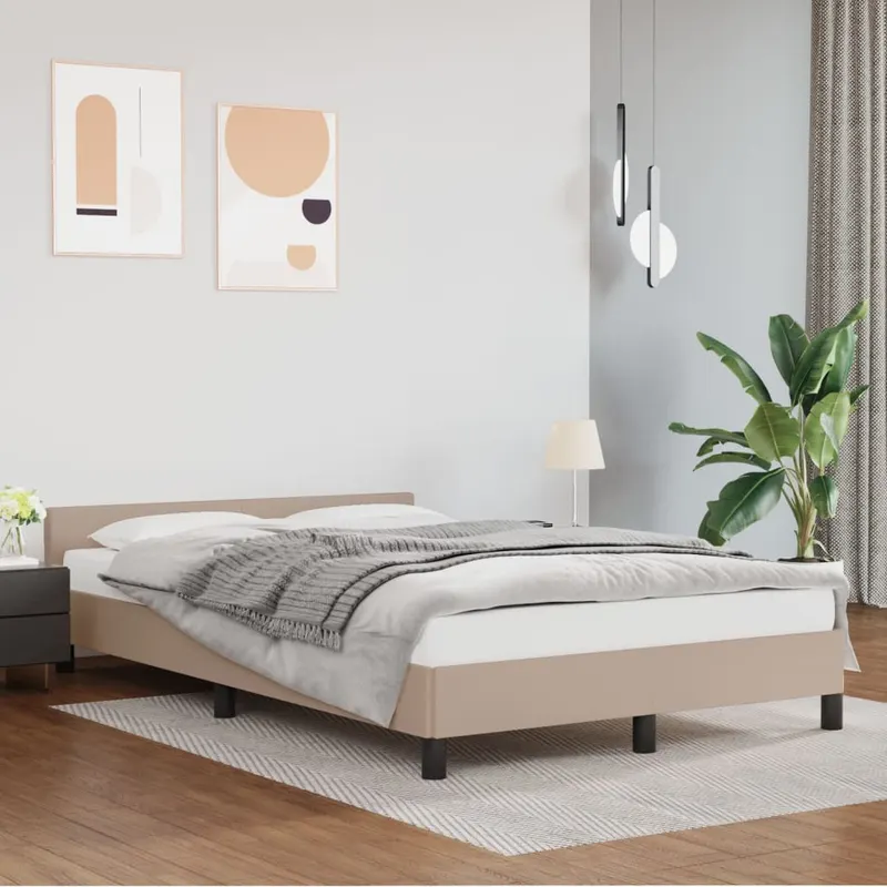 cadru de pat cu tablie, cappuccino, 140x190 cm, piele ecologica