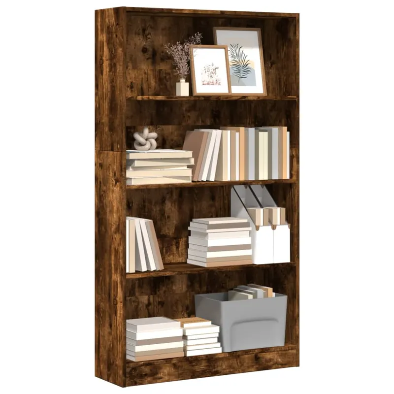 biblioteca, stejar fumuriu, 80x24x143 cm, lemn prelucrat