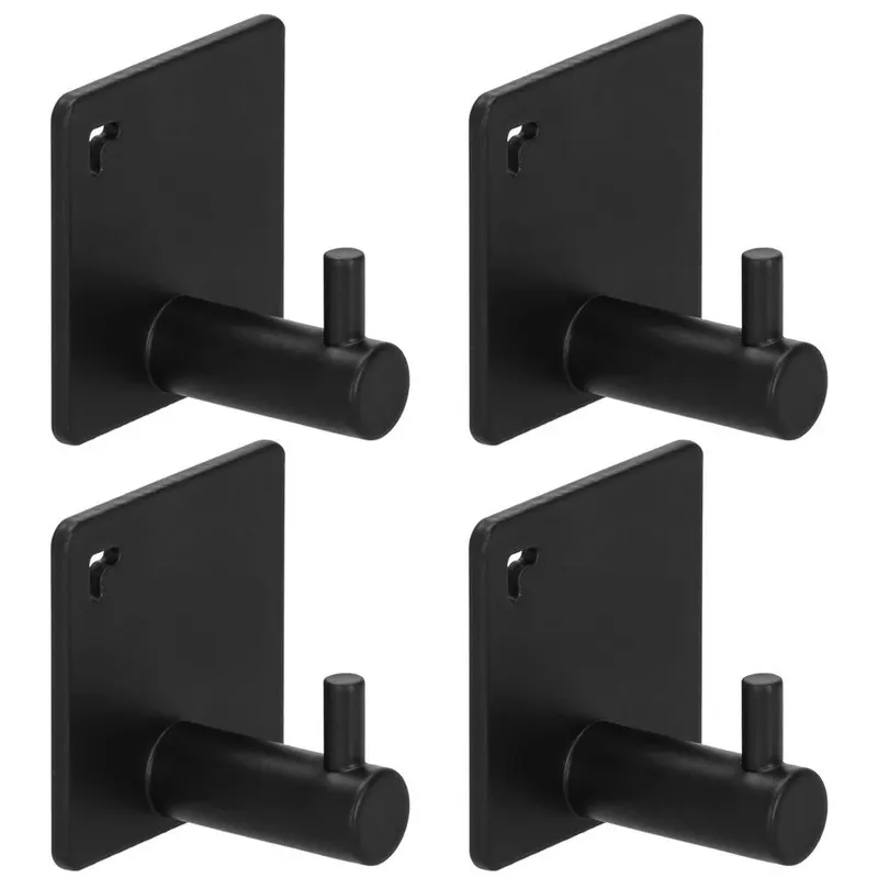 Set 4 agatatori baie tip cuier aluminiu fixare inclusa, design compact, finisaj mat, negru