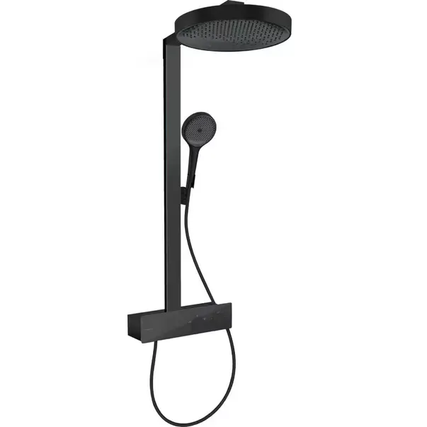 Coloana de dus cu baterie termostatata negru mat Hansgrohe Rainfinity ShowerTablet 350