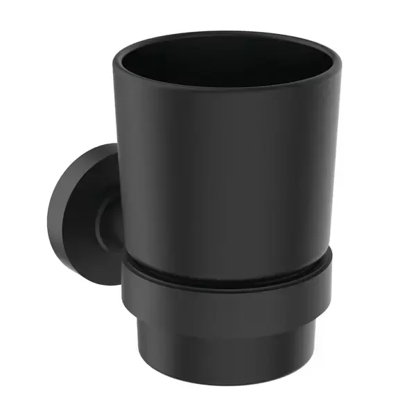 Suport periute de dinti Ideal Standard IOM negru mat cu pahar negru
