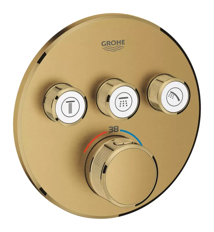 Unitate comanda dus Grohe 29121GN0, 1 bar, 158 mm, 10 mm, 3 iesiri, 2 functii palarie dus, 1 2 dimensiune racord, Auriu