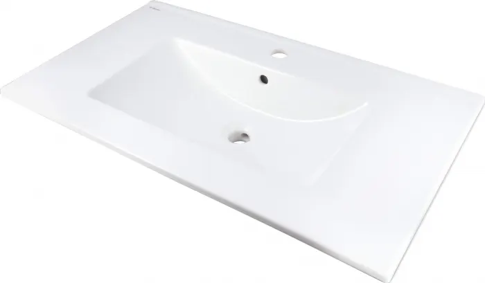 Lavoar baie incastrat, ceramic, cu gaura pentru baterie, 81.5x47 cm, alb, Deante Tubo