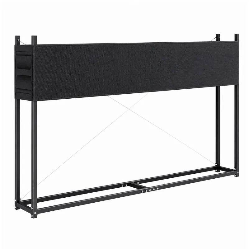 Outsunny Suport pentru lemne 202 x 25 x 113 cm, cu husă Oxford 600D, cadru din oțel, capacitate 500 kg, Negru