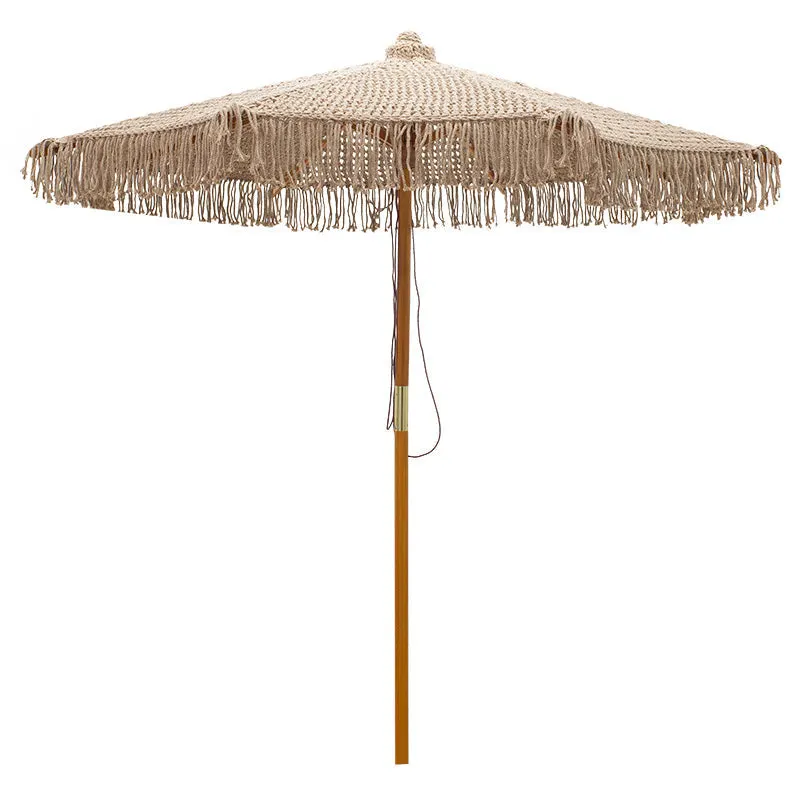 Umbrela profesionala Renny bej macrame - lemn de fag Ö2.5me, 250x250x255 cm - Bej