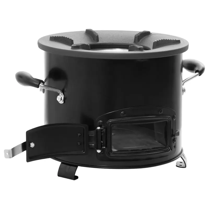 aragaz cu lemne pentru camping, negru, 36x26x22,5 cm, metal