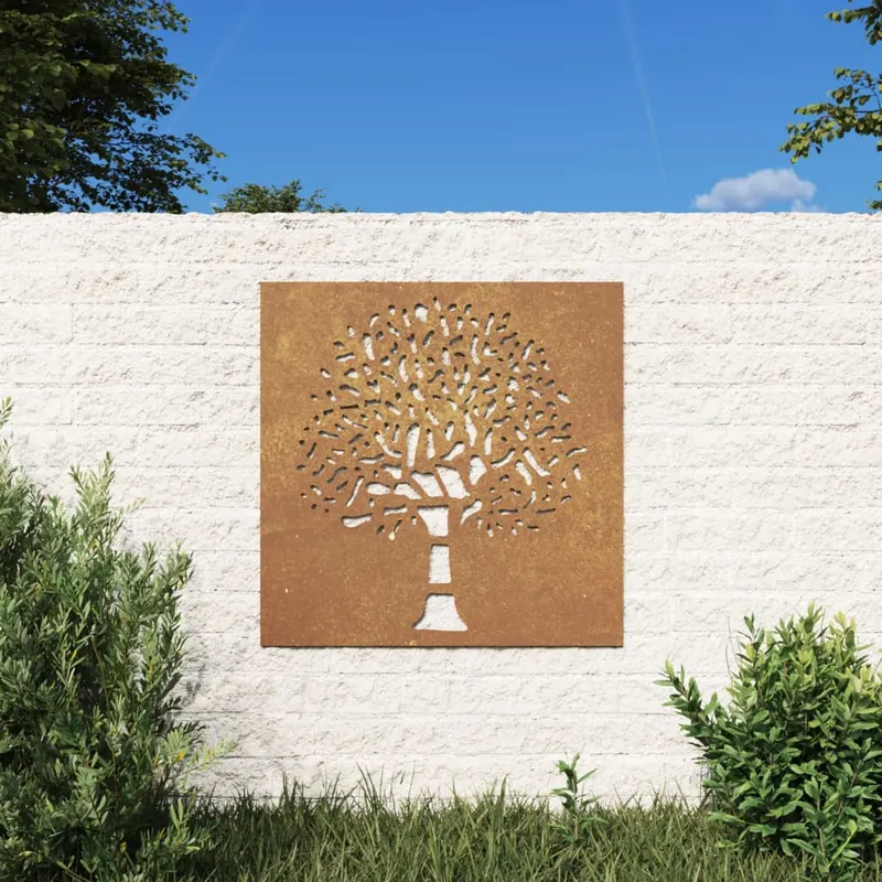 decor perete de gradina 55x55 cm design copac otel corten