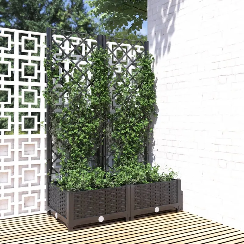 jardiniera de gradina cu spalier negru, 80x40x121,5 cm, pp