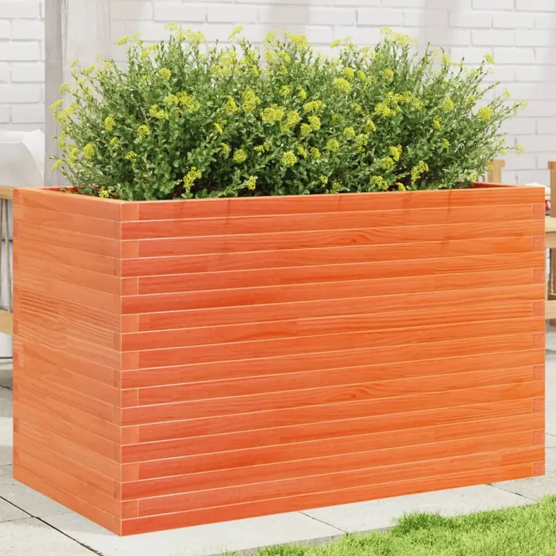 jardiniera gradina, maro ceruit, 110x60x68,5 cm, lemn masiv pin