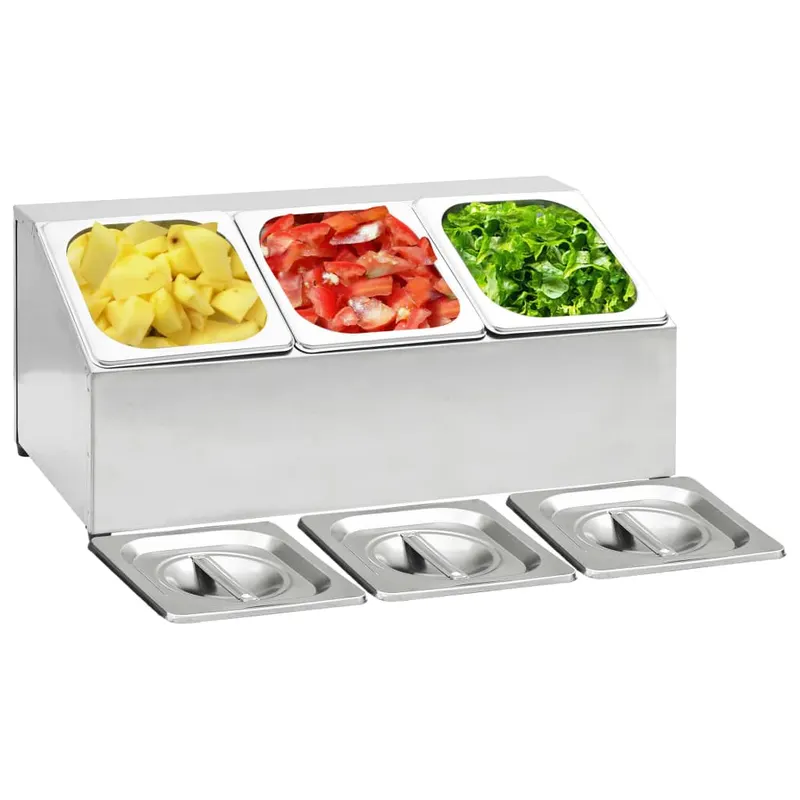 recipient gastronorm cu 3 sectiuni gn 1/6 otel inoxidabil