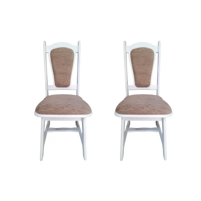 Set 2 scaune IZA, cadru alb + stofa maro, 45x45x95 cm