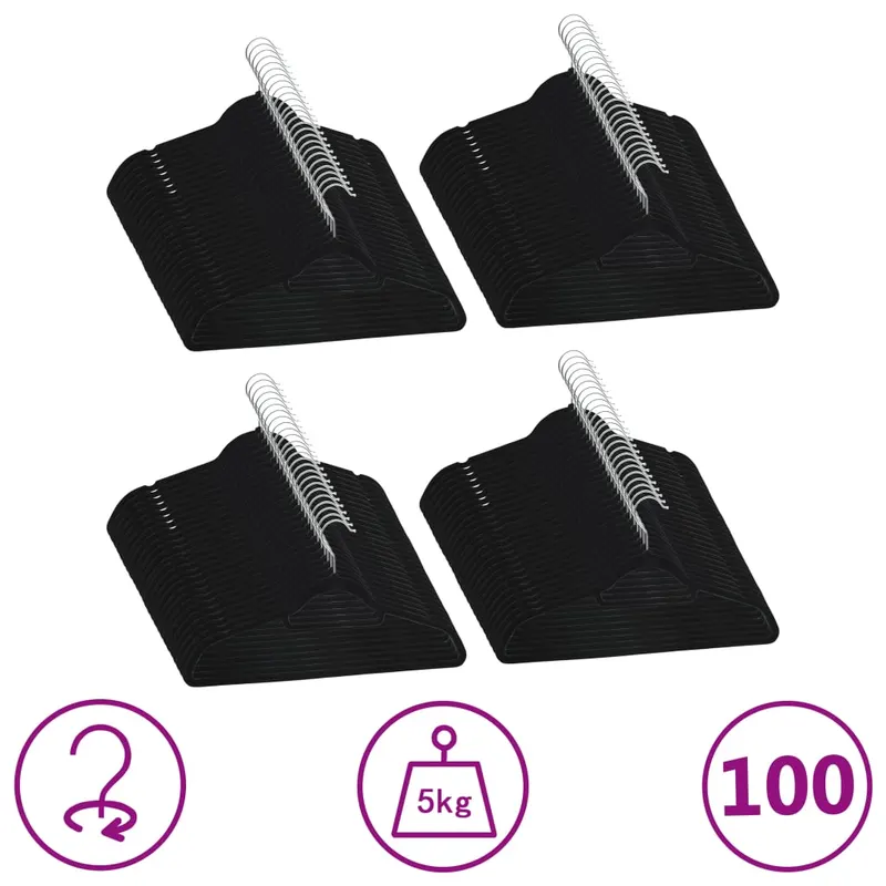 set de umerase anti-alunecare, 100 buc., negru, catifea