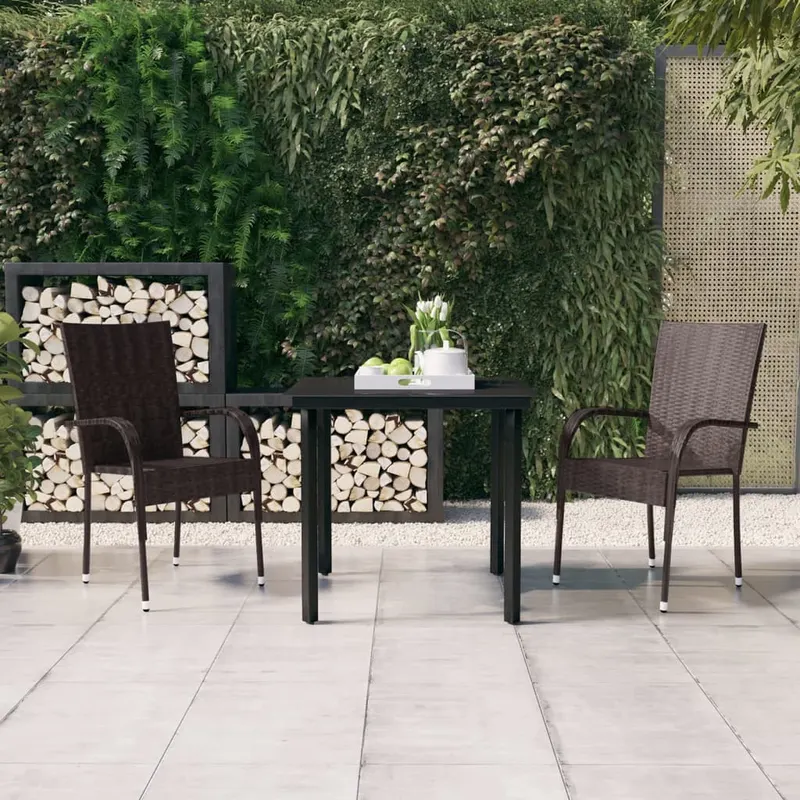 set mobilier de gradina, 3 piese, maro si negru